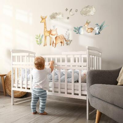 Muur stickers 100x168 Dieren en planten in een delicate, pastelkleurige aquarelstijl