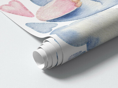 Muur stickers 100x169 Nijlpaardfamilie met ballonnen en pastelkleurige wolken