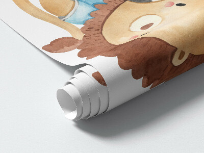 Muur stickers 100x145 Sportieve dieren in aquarelstijl met een bal