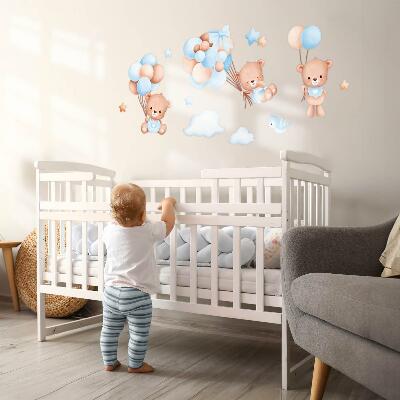 Muur stickers 100x174 Schattige teddyberen met ballonnen in pasteltinten