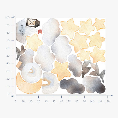 Muur stickers 100x118 Pastel aquarel hemelse natuurmotieven