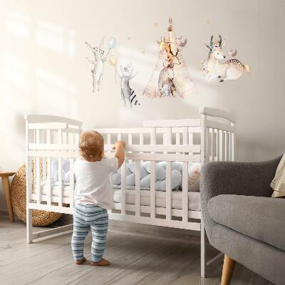 Muur stickers 100x162 Pastelkleurige bosdieren in aquarelstijl