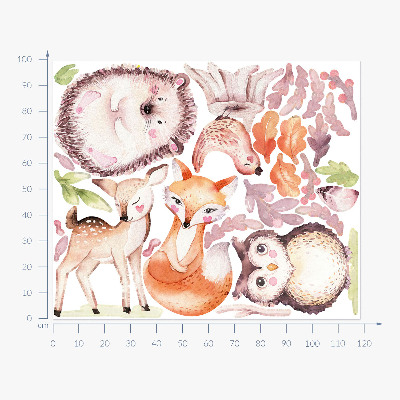 Muur stickers 100x118 Boswezens in pastelwaterverf