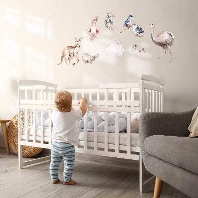 Muur stickers 100x126 Australische fauna in delicate pasteltinten