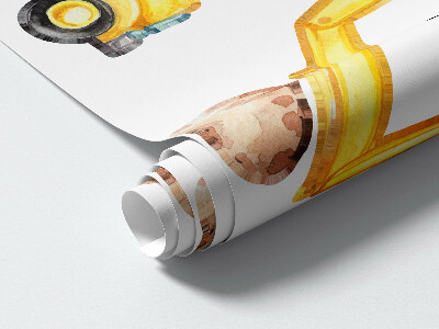 Muur stickers 100x135 Bouw - machines en voertuigen in aquarel