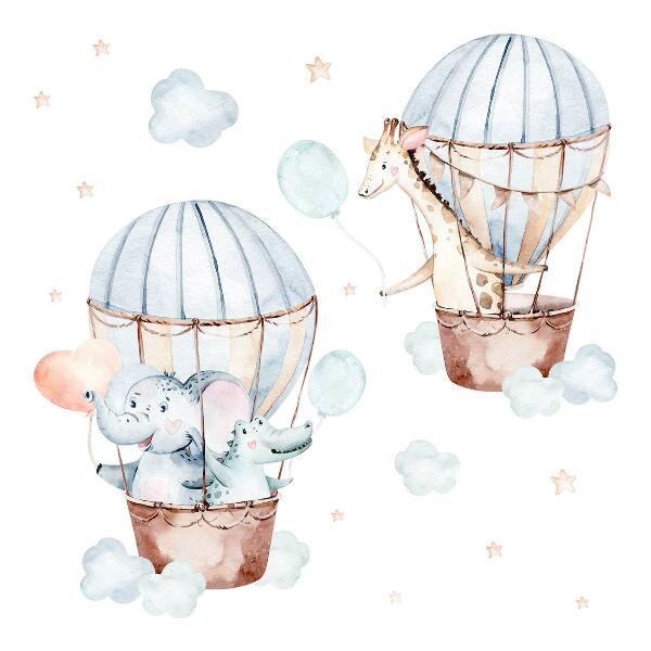 Muur stickers 100x146 Pastelballonnen met aquarelhangers