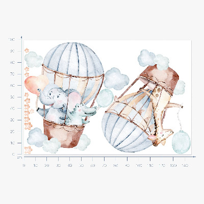 Muur stickers 100x146 Pastelballonnen met aquarelhangers