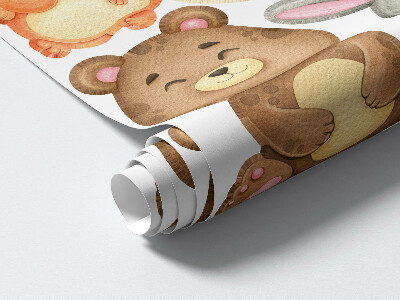 Muur stickers 100x107 Bosdieren en planten in aquarelstijl