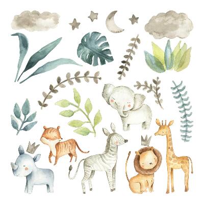 Muur stickers 100x158 Schattige dieren in pastel boho-stijl