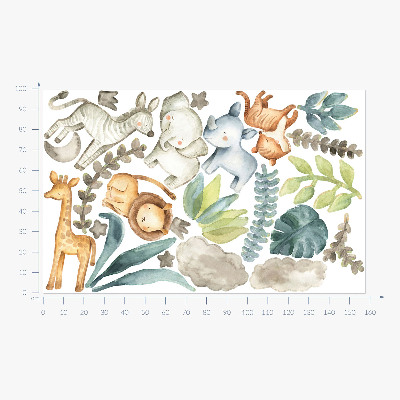 Muur stickers 100x158 Schattige dieren in pastel boho-stijl