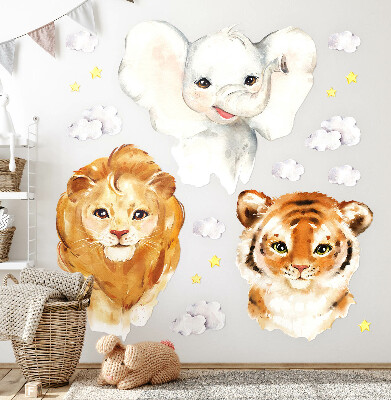 Muur stickers 100x158 Dieren in de wolken in aquarelstijl