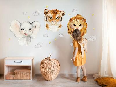 Muur stickers 100x158 Dieren in de wolken in aquarelstijl