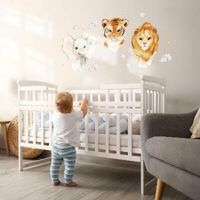 Muur stickers 100x158 Dieren in de wolken in aquarelstijl