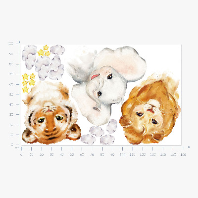 Muur stickers 100x158 Dieren in de wolken in aquarelstijl