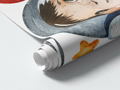 Muur stickers 100x134 De ruimtereis van een kleine astronaut in waterverf