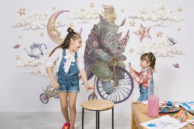 Muur stickers 100x128 De pastelkleurige dierenwereld in tekenfilmvorm