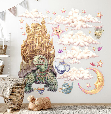 Muur stickers 100x128 Dieren in een pasteltekeningesthetiek