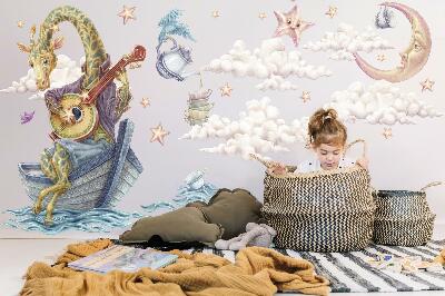 Muur stickers 100x142 Pastelkleurige dieren in cartoonstijl