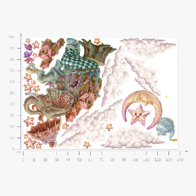 Muur stickers 100x138 Een magisch dierenland in een pasteltekening