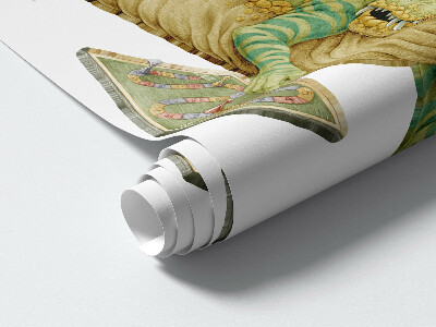 Muur stickers 100x129 Dinosauruspatroon met bladeren en bloemen in pastelkleuren