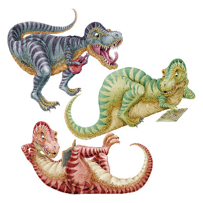 Muur stickers 100x152 Kleurrijke dinosaurussen in pastelstijl
