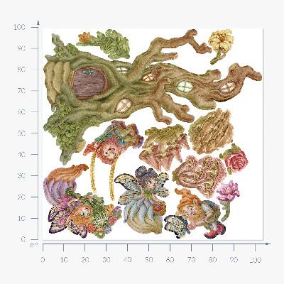 Muur stickers 100x104 Boswezens en een pastelkleurig boomhuis