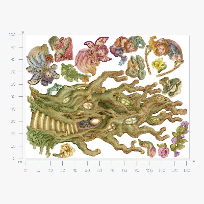 Muur stickers 100x133 Boswezens en pastelkleurige boomhutten