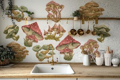 Muur stickers 100x40 Bospaddestoelen in pastelstijl