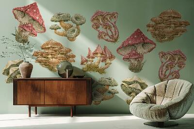 Muur stickers 100x40 Bospaddestoelen in pastelstijl