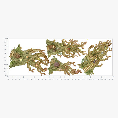 Muur stickers 100x281 Charmante bosboomhutten in pastelstijl