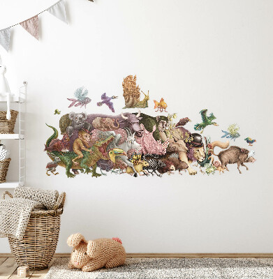 Muur stickers 100x173 Magische dieren in pasteltekeningen
