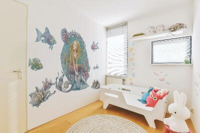 Muur stickers 100x88 Zeemeermin in een pastelkleurige onderwaterwereld