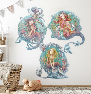 Muur stickers 100x128 Onderwatersprookjes met kleine zeemeerminnen in pastel