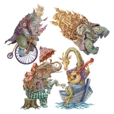 Muur stickers 100x132 Pasteltekeningen van magische dieren