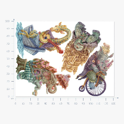 Muur stickers 100x132 Pasteltekeningen van magische dieren