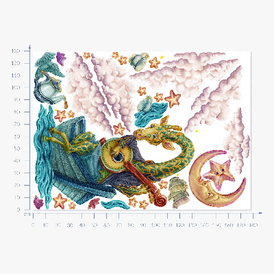 Muurstickers 130x178 Het dierenrijk in een tekenfilmversie