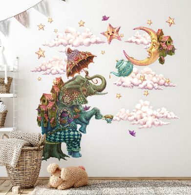 Muurstickers 130x172 Dieren in een cartoonachtige, magische stijl