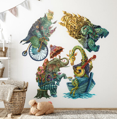 Muurstickers 130x158 Dieren in een magische cartoonstijl