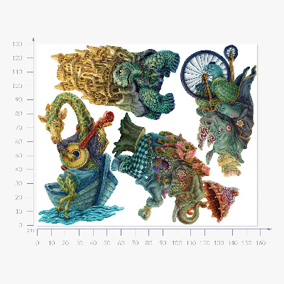 Muurstickers 130x158 Dieren in een magische cartoonstijl