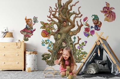 Muurstickers 130x172 Bosfeeënwezens en een boomhut