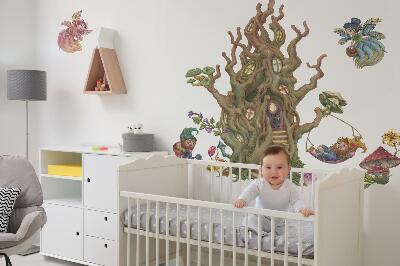 Muurstickers 130x173 Boswezens, feeën, kabouters en een boomhut