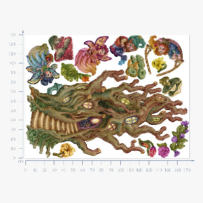 Muurstickers 130x173 Boswezens, feeën, kabouters en een boomhut