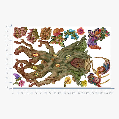 Muurstickers 130x209 Magische boswezens en een boomhut