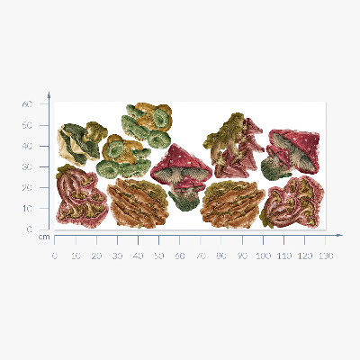 Muurstickers 130x62 Bospaddestoelen in een tekenfilmversie