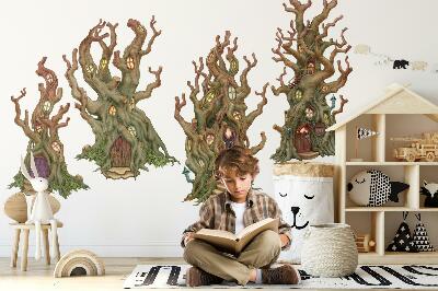 Muurstickers 130x233 Sprookjesachtige boomhutten in tekenfilmstijl