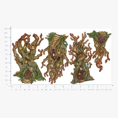 Muurstickers 130x233 Sprookjesachtige boomhutten in tekenfilmstijl