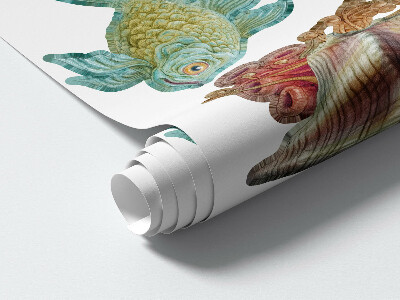 Muurstickers 130x145 Een zeemeermin met een schelp in cartoonstijl