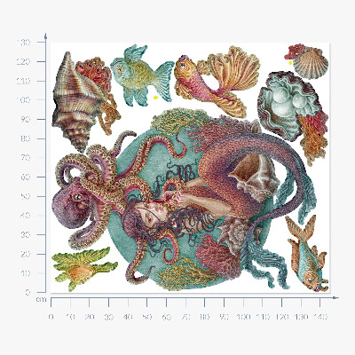 Muurstickers 130x145 Een zeemeermin met een schelp in cartoonstijl