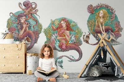 Muurstickers 130x172 Het onderwaterrijk van de kleine zeemeerminnen