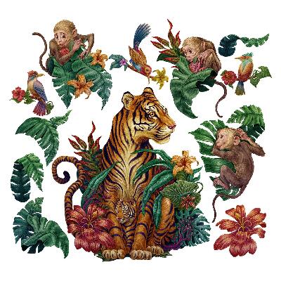 Muurstickers 130x171 Jungle Safari met tekenfilmdieren